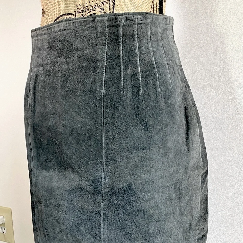 VTG Paul Harris Gray Suede Leather Skirt
